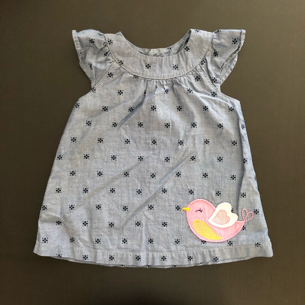 Carter's Blue Floral Chambray Dress Size 3M